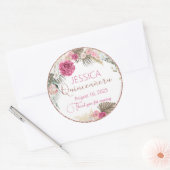 Autocollant rond Rose Quinceanera Parties scintill (Enveloppe)