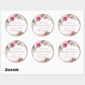 Autocollant rond Rose Quinceanera Parties scintill (Feuille)