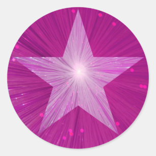 Autocollant rond rose Star
