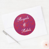 Autocollant rond rouge et pourpre Damask (Enveloppe)