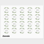 Autocollant rond rustique Folk Greenery (Feuille)