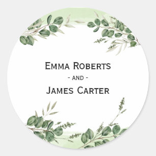 Autocollant rond rustique Folk Greenery