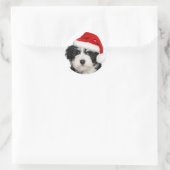 Autocollant rond Santa Puppy (Sac)