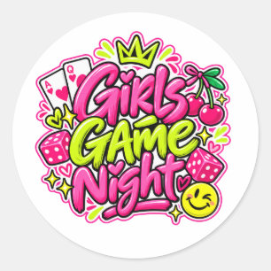 Autocollant Rond Soirée de Jeux entre Filles