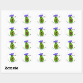 Autocollant rond standard Avocado Man et Sombrero (Feuille)