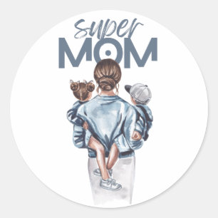 Autocollant rond Supermom