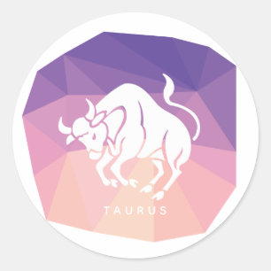 Autocollant rond Taurus en rose/violet arrière - 
