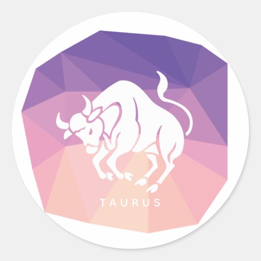 Autocollant rond Taurus en rose/violet arrière - p (Devant)