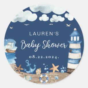 Autocollant rond thème nautique marine