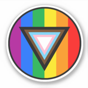 Autocollant rond triangle de la fierté de progrès