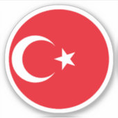 Autocollant rond Turkiye Drapeau (Devant)