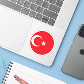 Autocollant rond Turkiye Drapeau (Ordinateur portable avec iPhone)