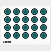 Autocollant rond turquoise et Black Star (Feuille)