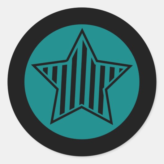 Autocollant rond turquoise et Black Star (Devant)