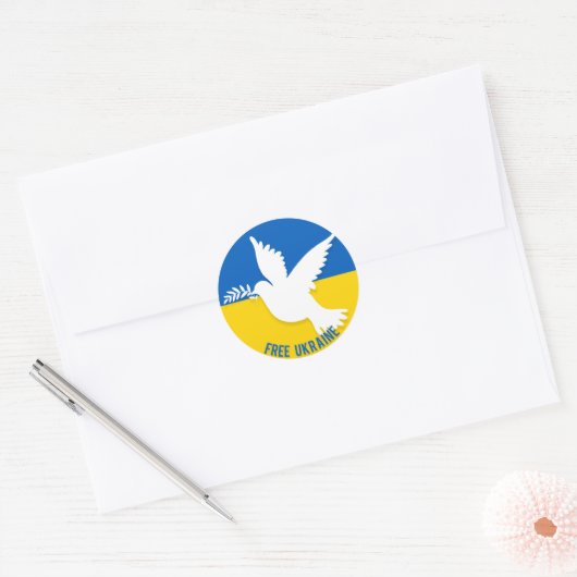 Autocollant rond Ukraine libre (Enveloppe)