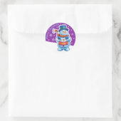 Autocollant rond violet de Noël Snowman batteur. (Sac)