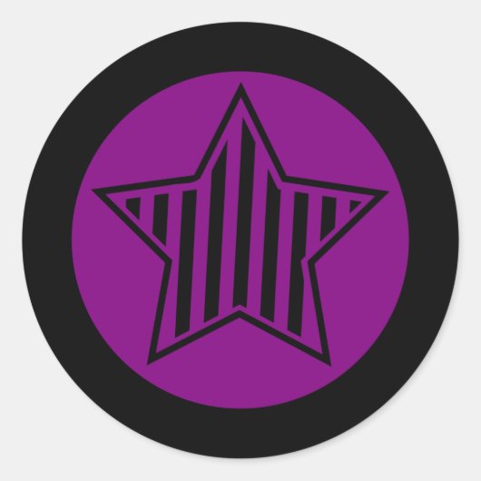 Autocollant rond violet et étoile noire (Devant)