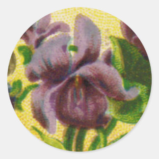 Autocollant rond violet français antique