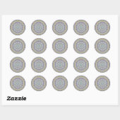 Autocollant rond violet Mandala classique (Feuille)
