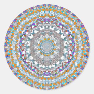 Autocollant rond violet Mandala classique