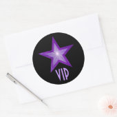 Autocollant rond VIP violet Star noir (Enveloppe)