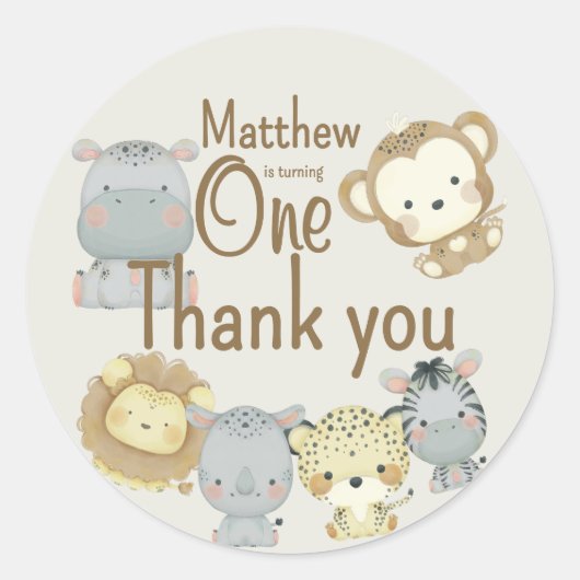 Autocollant ronde Boho Safari Anniversaire (Devant)