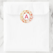 AUTOCOLLANT RONDE FLEUR DE CERISIER AVEC INITIALE (Sac)