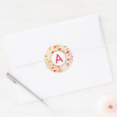 AUTOCOLLANT RONDE FLEUR DE CERISIER AVEC INITIALE (Enveloppe)