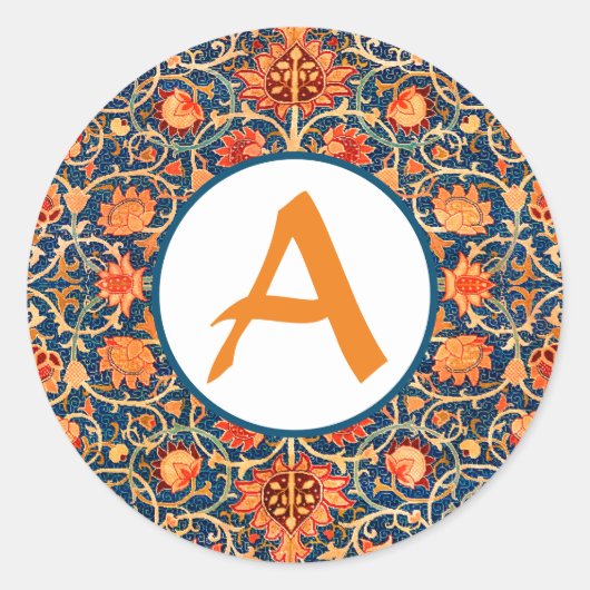 AUTOCOLLANT RONDE PERSONNALISÉE INITIALE William M (Devant)