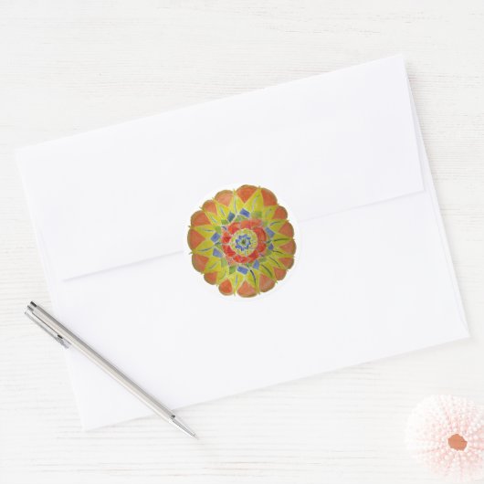 Autocollant rose Aquarelle Mandala (Enveloppe)
