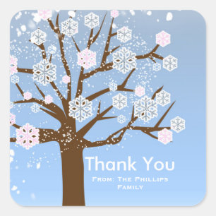 Autocollant Rose Arbre de Flocon de Neige Hiver Me