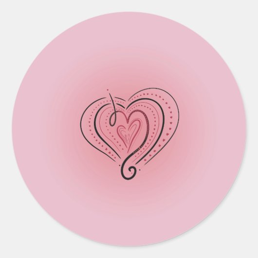 Autocollant rose avec cœur noir et rouge élégant e (Devant)