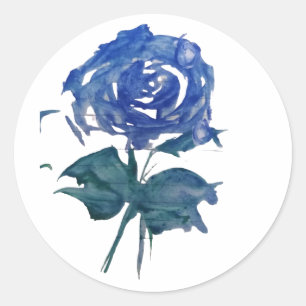 Autocollant Rose bleu aquarelle