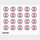 Autocollant rose Cupcake pour l'anniversaire - Poi (Feuille)
