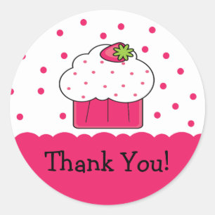 Autocollant rose d'anniversaire de Merci de petit