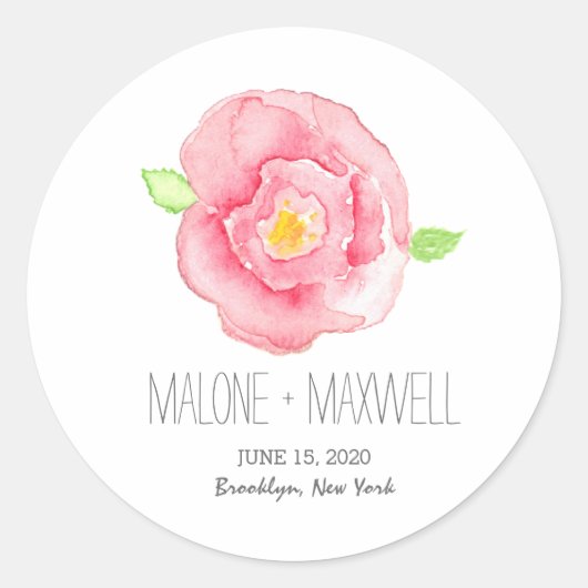 Autocollant Rose d'aquarelle I Mariage floral (Devant)