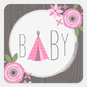 Autocollant rose de baby shower de Tipi