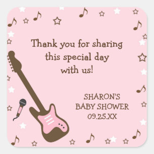 Autocollant rose de faveur de baby shower de