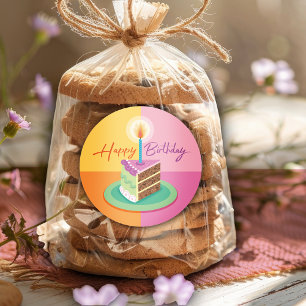 Autocollant rose de gâteau d'anniversaire