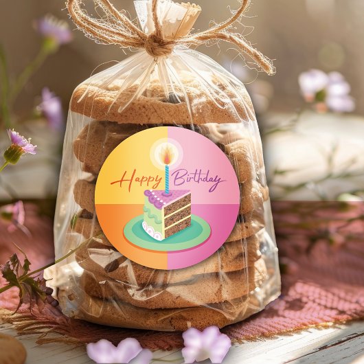 Autocollant rose de gâteau d'anniversaire