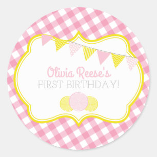 Autocollant rose de partie de limonade