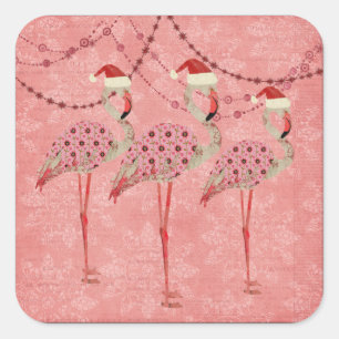 Autocollant rose de vacances de Flamants roses de