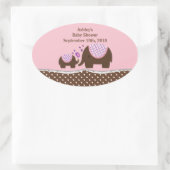 Autocollant rose et Brown Baby shower éléphant (Sac)