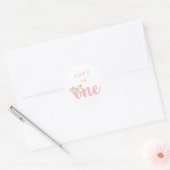 Autocollant rose Floral Girls First Birthday (Enveloppe)