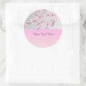 Autocollant rose gris fleuri aux fleurs de cerisie (Sac)