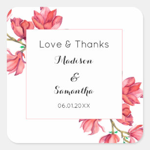 Autocollant rose Mariage Floral Magnolia blanc