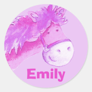Autocollant rose nommé de cheval de poney d'Emily