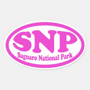 Autocollant rose ovale du parc national du Saguaro