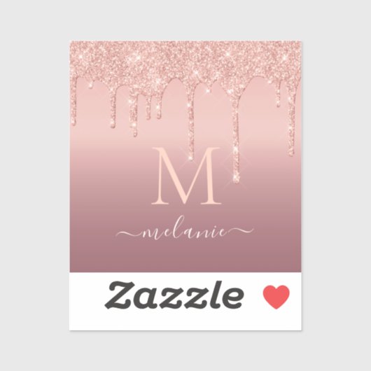 Autocollant rose Parties scintillant or avec nom d (Feuille)