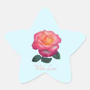Autocollant rose rose avec amour